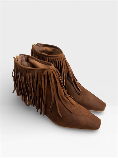 Scarpe da donna stivaletti marroni con frange IL LACCIO | 476CAMOSCIOCHOCO